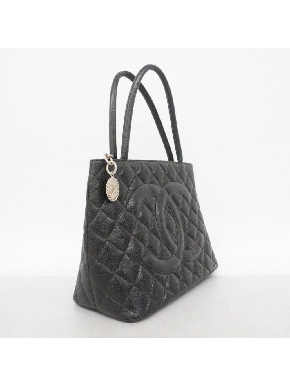 Chanel Tote Medallion Caviar Leather Black Silver - Picture 2 of 10